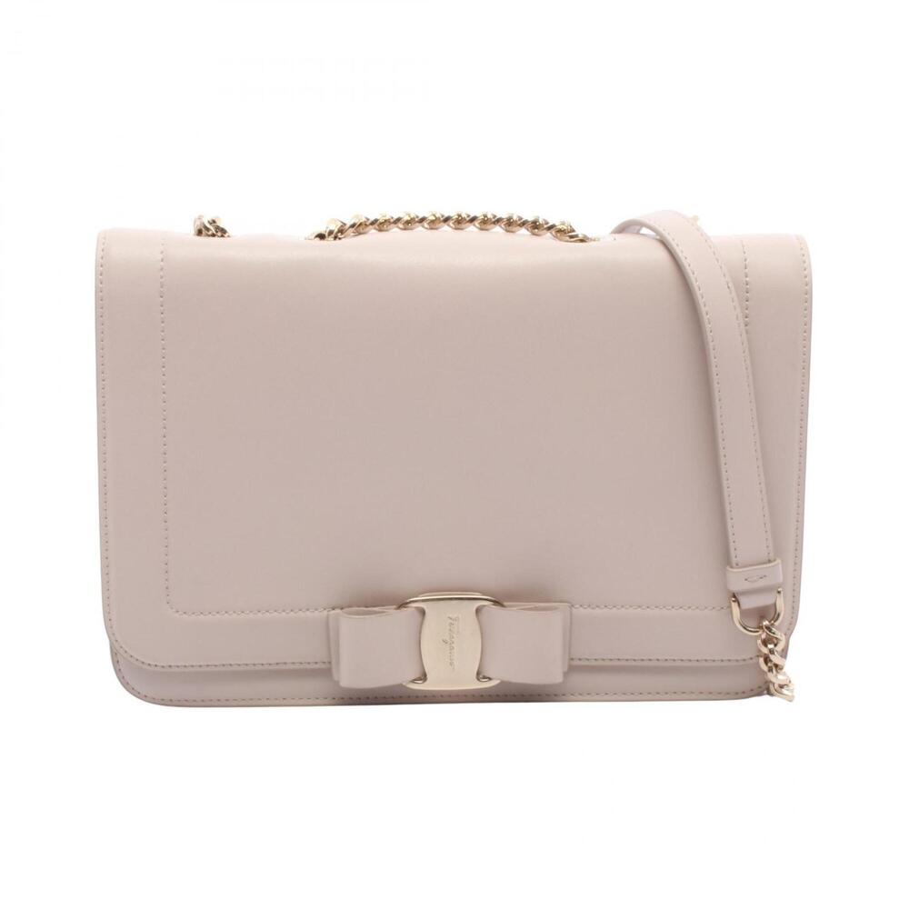 Salvatore Ferragamo Vara Ribbon Shoulder Bag/Handbag, Leather, Women's, Beige